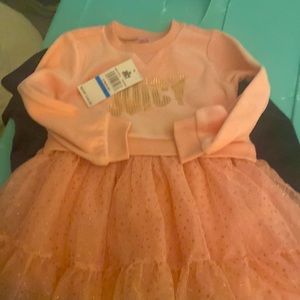 Girls 1 piece Juicy Couture pink and gold  velvet tutu dress.